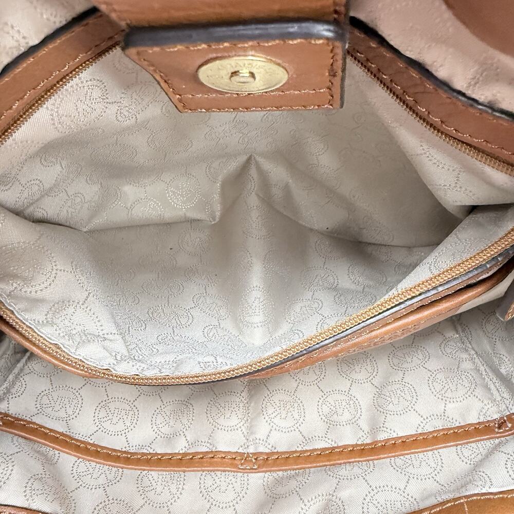 Michael Kors Brown Jet Set Marina Large Gathered Logo Tote Purse Shoulder Bag - Picture 11 of 13